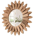 12" Rustic Wooden Farmhouse Mirror | Round Wall Mounted Vanity Mirror