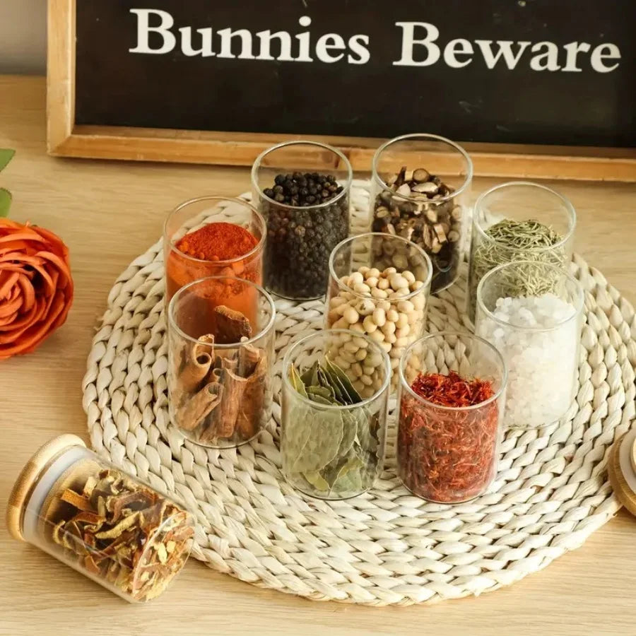 12-Piece Glass Jar Set with Airtight Bamboo Lids | 240ml Food Storage