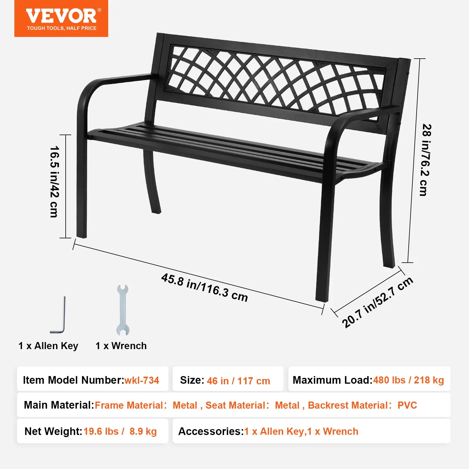 Wooden Metal Garden Bench