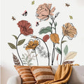 1 Set Bohemian Flower Wall Stickers, Wild Flowers, Grasses, Fruits And Leaves, And Stick-on Wall Art Decals, For Living Room, Be