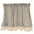 Linen Ruffled Grid Half Curtain with Rod