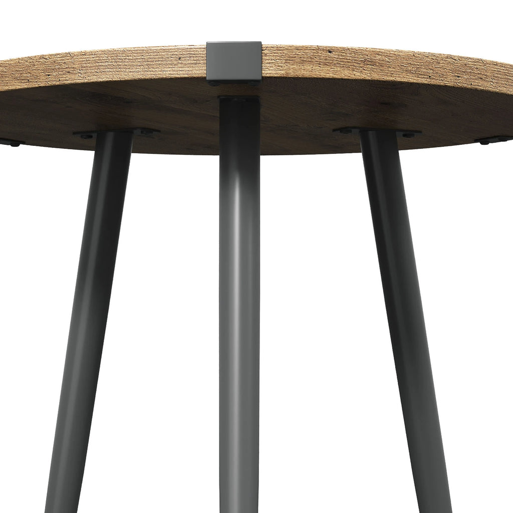 Mid Century Modern Round Coffee Table | 2-Tier Oak Finish | 23.6" | Metal Frame