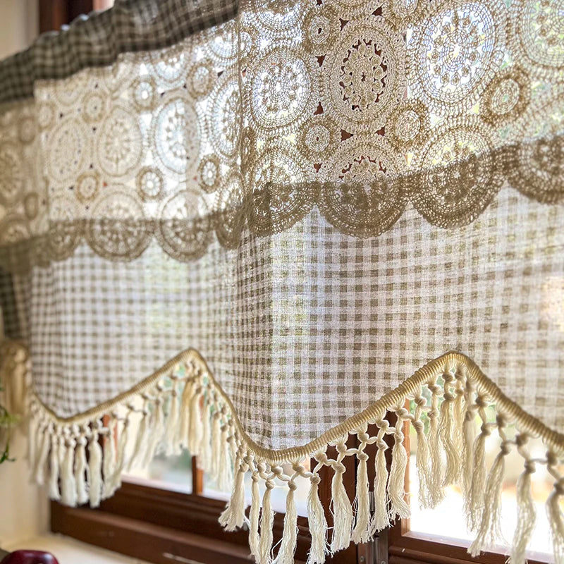 Boho Crochet Lace Cafe Curtain