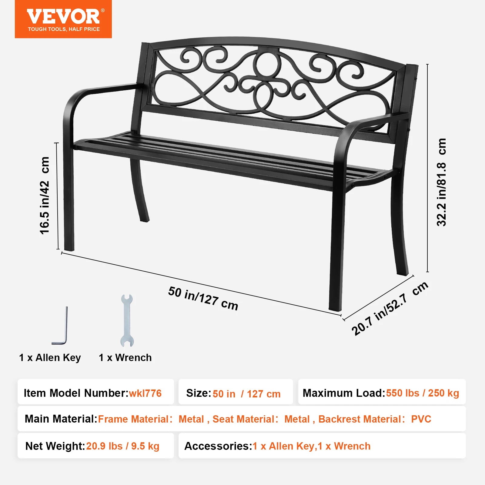 Wooden Metal Garden Bench
