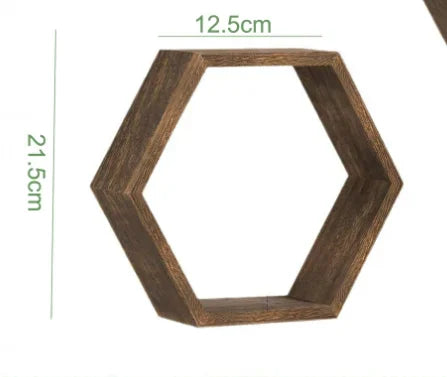 Shelving Wall Hanging Wooden Hexagonal Frame Lattice Succulent Plant Frame Living Room Wall Decoration Wall Hanging Frame