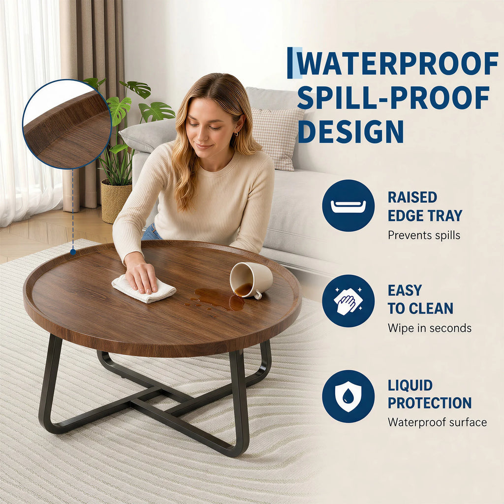 19.7" Minimalist Round Side Table | Metal Frame | Coffee, Tea & End Table