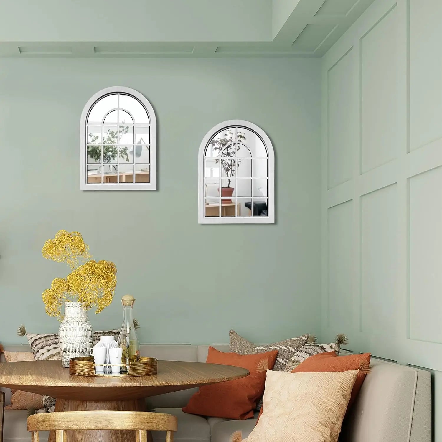 Rustic Arch Wall Mirror Set | 2-Pack | Farmhouse Decor for Living Room, Bedroom & Entryway