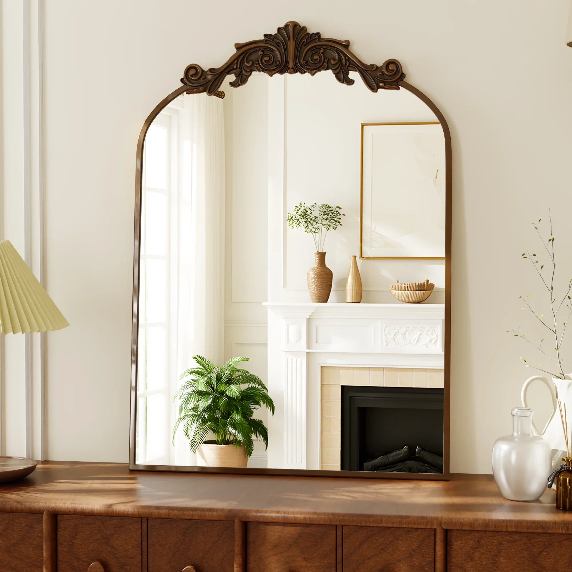 BEAUTYPEAK Arched Wall Mirror | Antique Bronze Metal Frame | Multiple Sizes