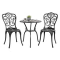 Rose Pattern Cast Aluminum Bistro Set – 3 Piece