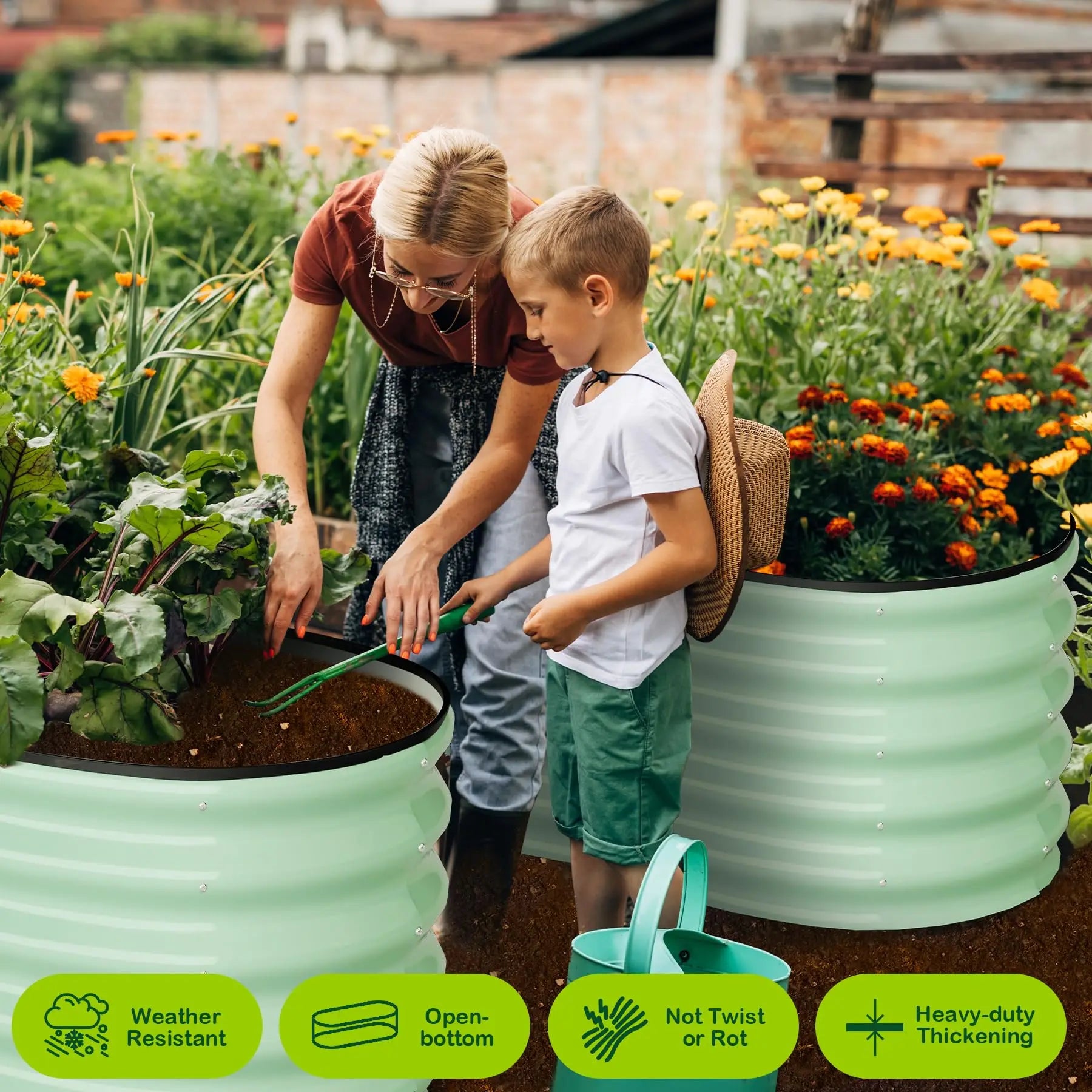 2-Pack Oval Galvanized Steel Raised Garden Bed | Metal Planter Box for Vegetables, Flowers & Herbs