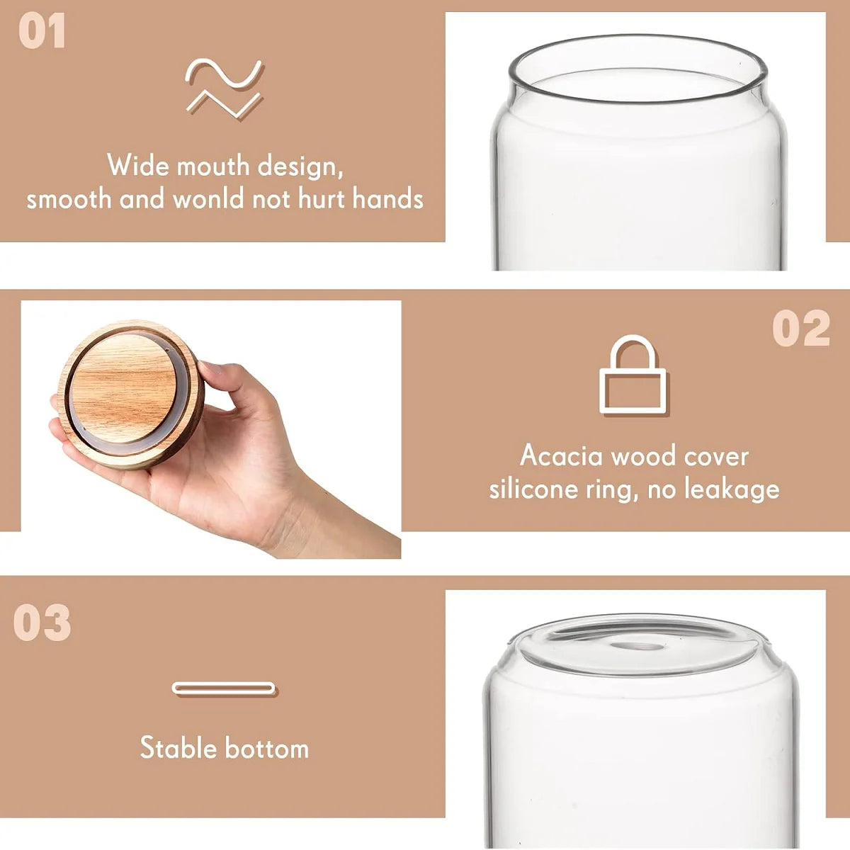 Glass Canister Set with Airtight Wooden Lids | 4, 6 & 8 Pack