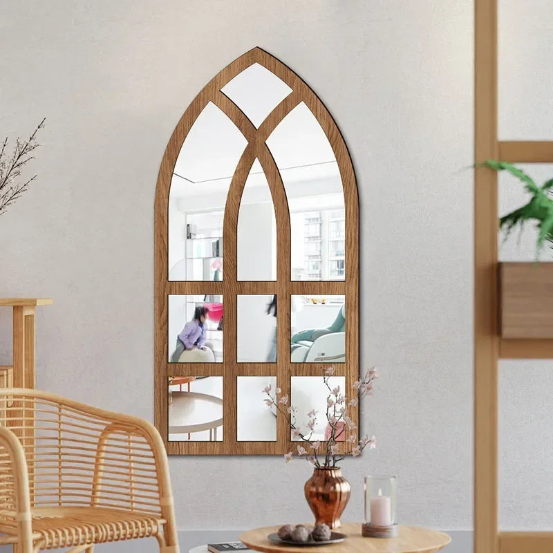 Arched Window Pane Wall Mirror