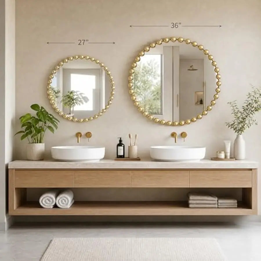 Madison Park 27" Gold Round Mirror | Metal Frame Wall Mirror