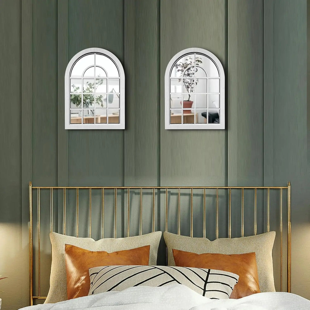 Rustic Arch Wall Mirror Set | 2-Pack | Farmhouse Decor for Living Room, Bedroom & Entryway