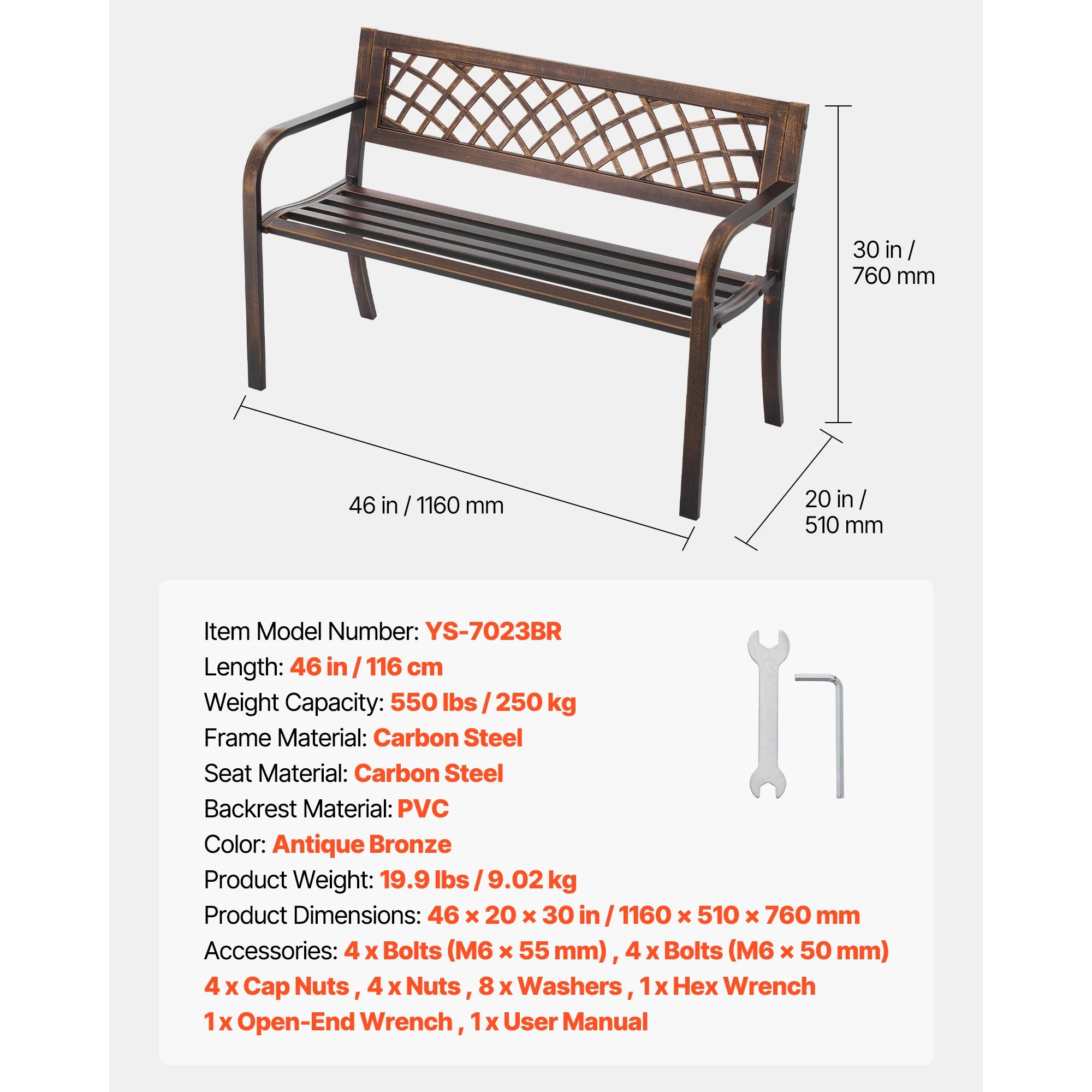 Wooden Metal Garden Bench