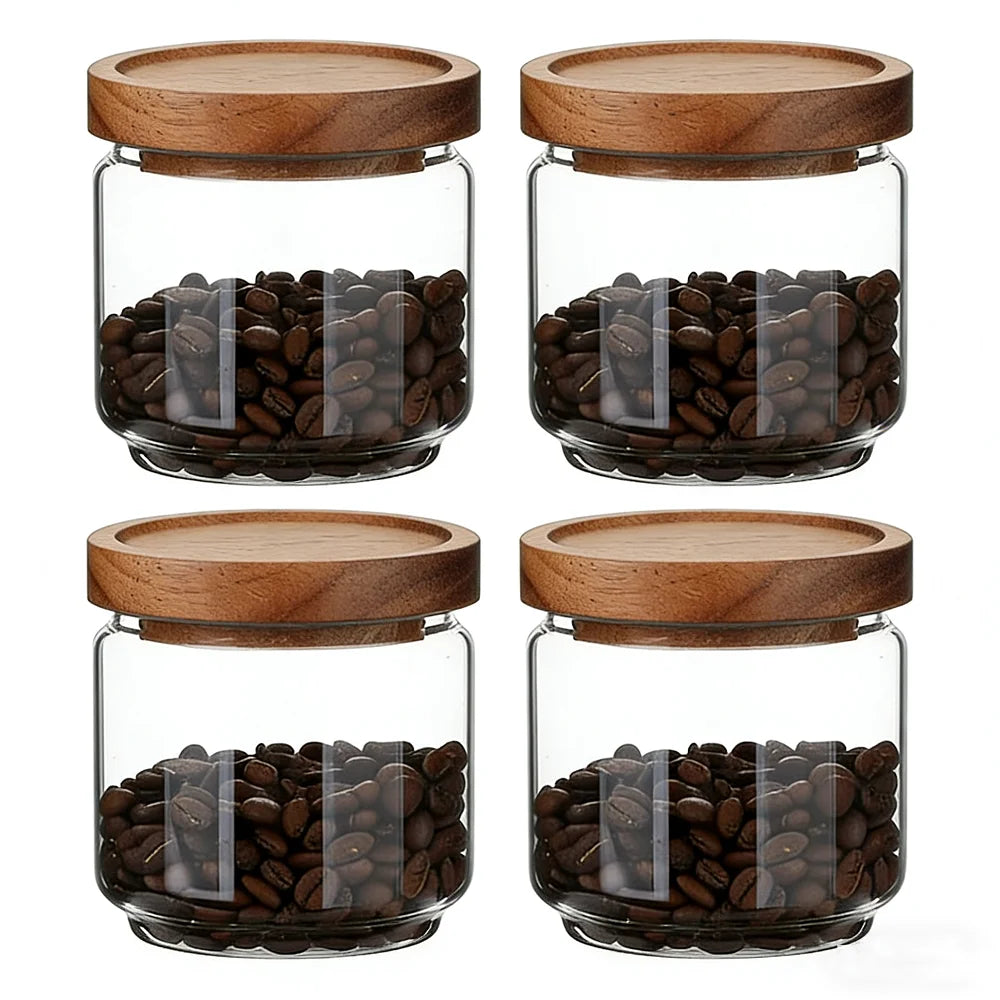 Glass Canister Set with Airtight Wooden Lids | 4, 6 & 8 Pack