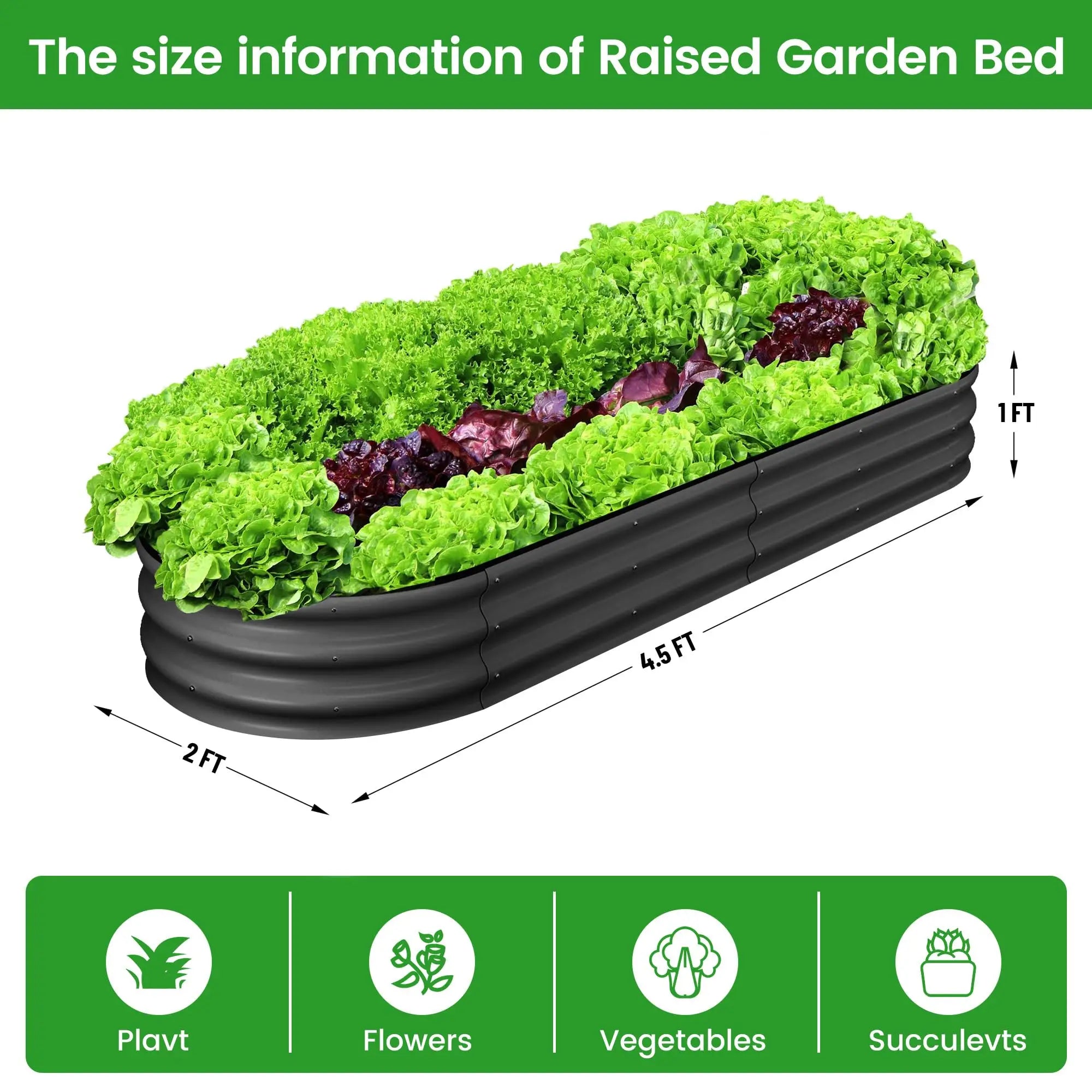 2-Pack Oval Galvanized Steel Raised Garden Bed | Metal Planter Box for Vegetables, Flowers & Herbs