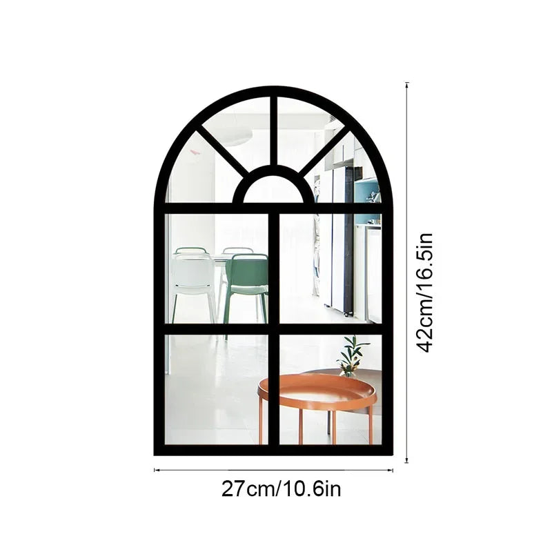 Arched Window Pane Wall Mirror