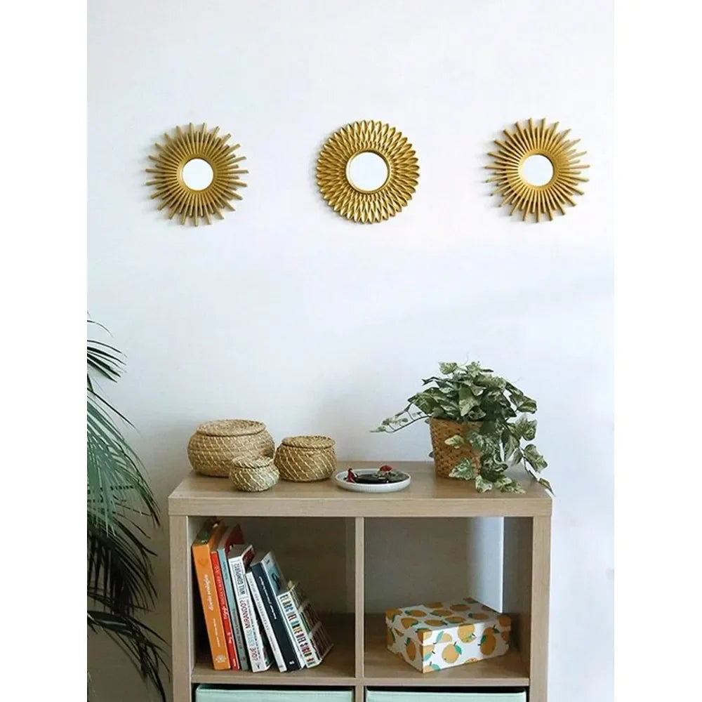 Nordic Sunflower Wall Mirror | 25cm Boho Hanging Ornament for Bedroom & Bathroom