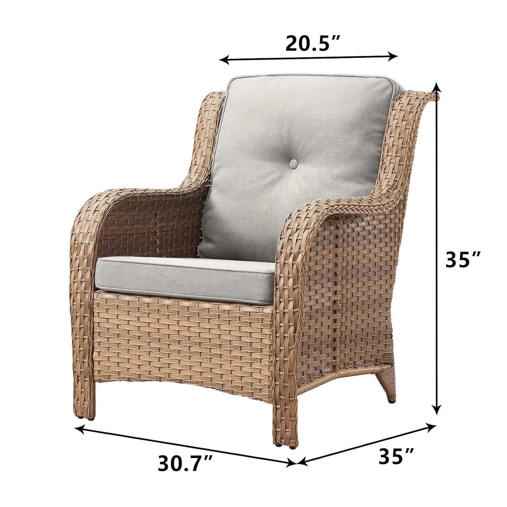 Patio Furniture Chairs Outdoor Chair - 2 Piece Wicker Rattan Chairs Set with High Back and Deep Seating for Deck, Customized