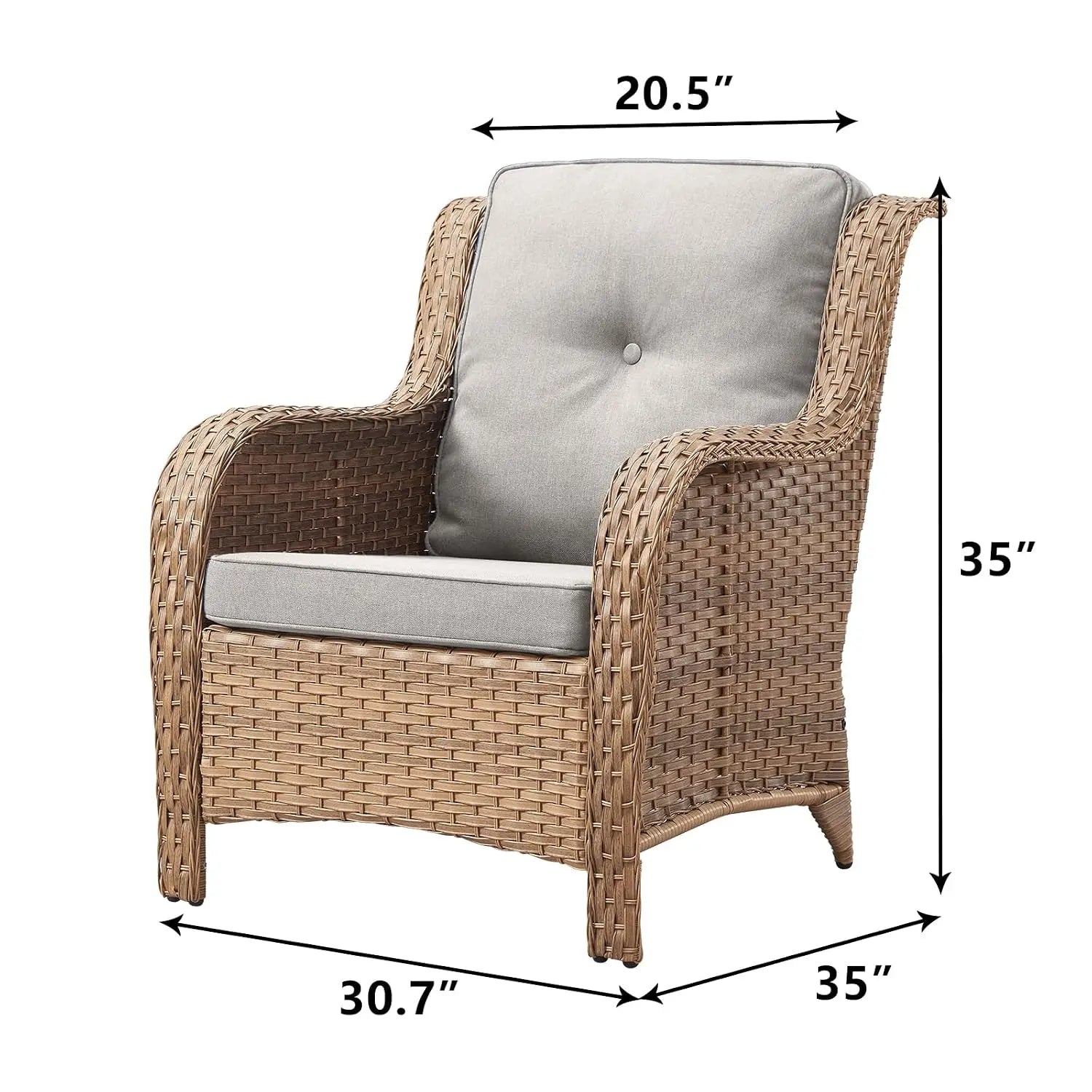 Patio Furniture Chairs Outdoor Chair - 2 Piece Wicker Rattan Chairs Set with High Back and Deep Seating for Deck, Customized
