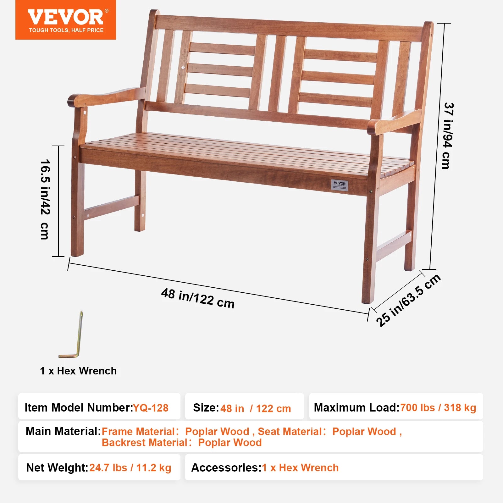 Wooden Metal Garden Bench