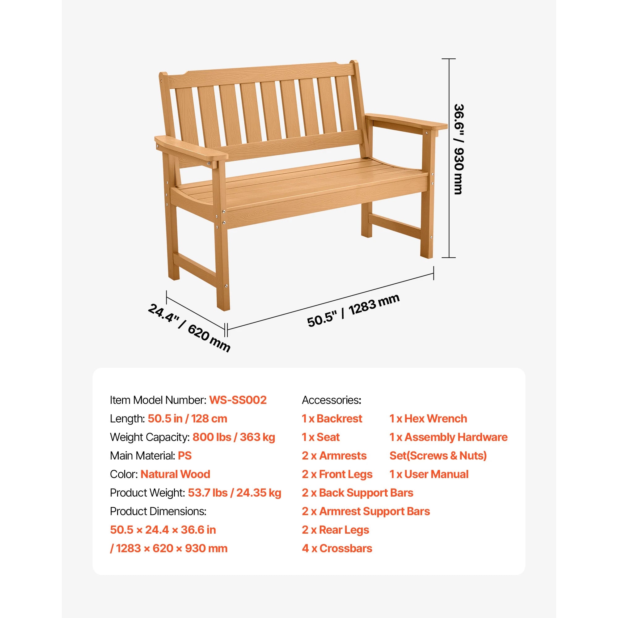 Wooden Metal Garden Bench