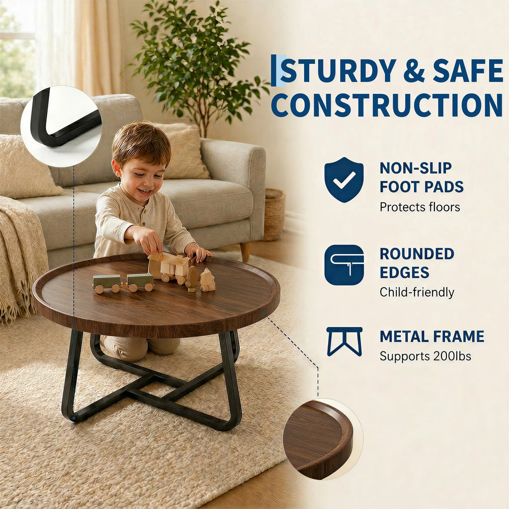 19.7" Minimalist Round Side Table | Metal Frame | Coffee, Tea & End Table