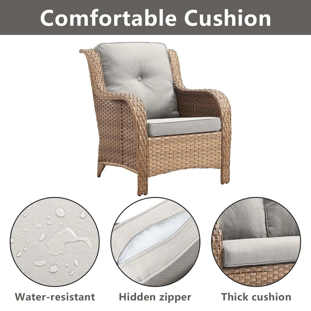 Patio Furniture Chairs Outdoor Chair - 2 Piece Wicker Rattan Chairs Set with High Back and Deep Seating for Deck, Customized