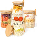4-Piece Glass Storage Jar Set with Bamboo Lids & Spoons