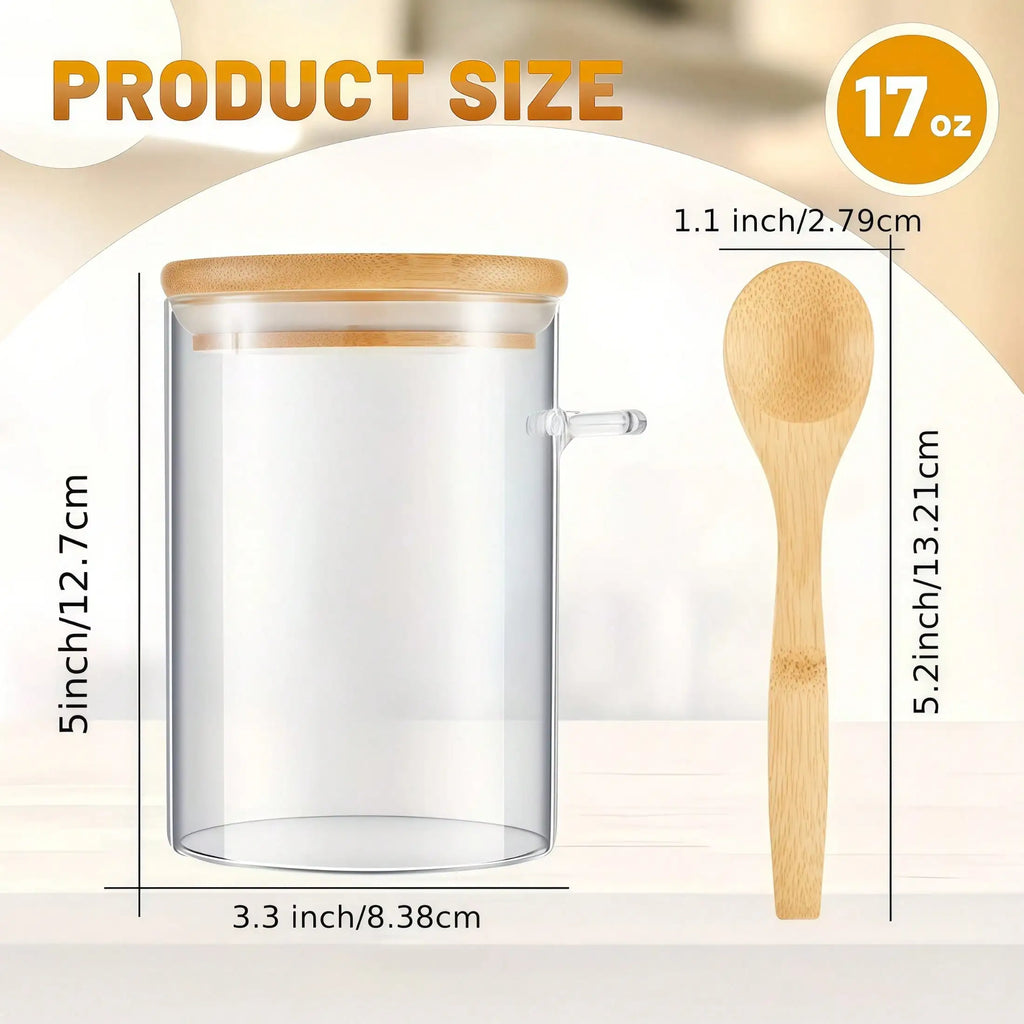 4-Piece Glass Storage Jar Set with Bamboo Lids & Spoons