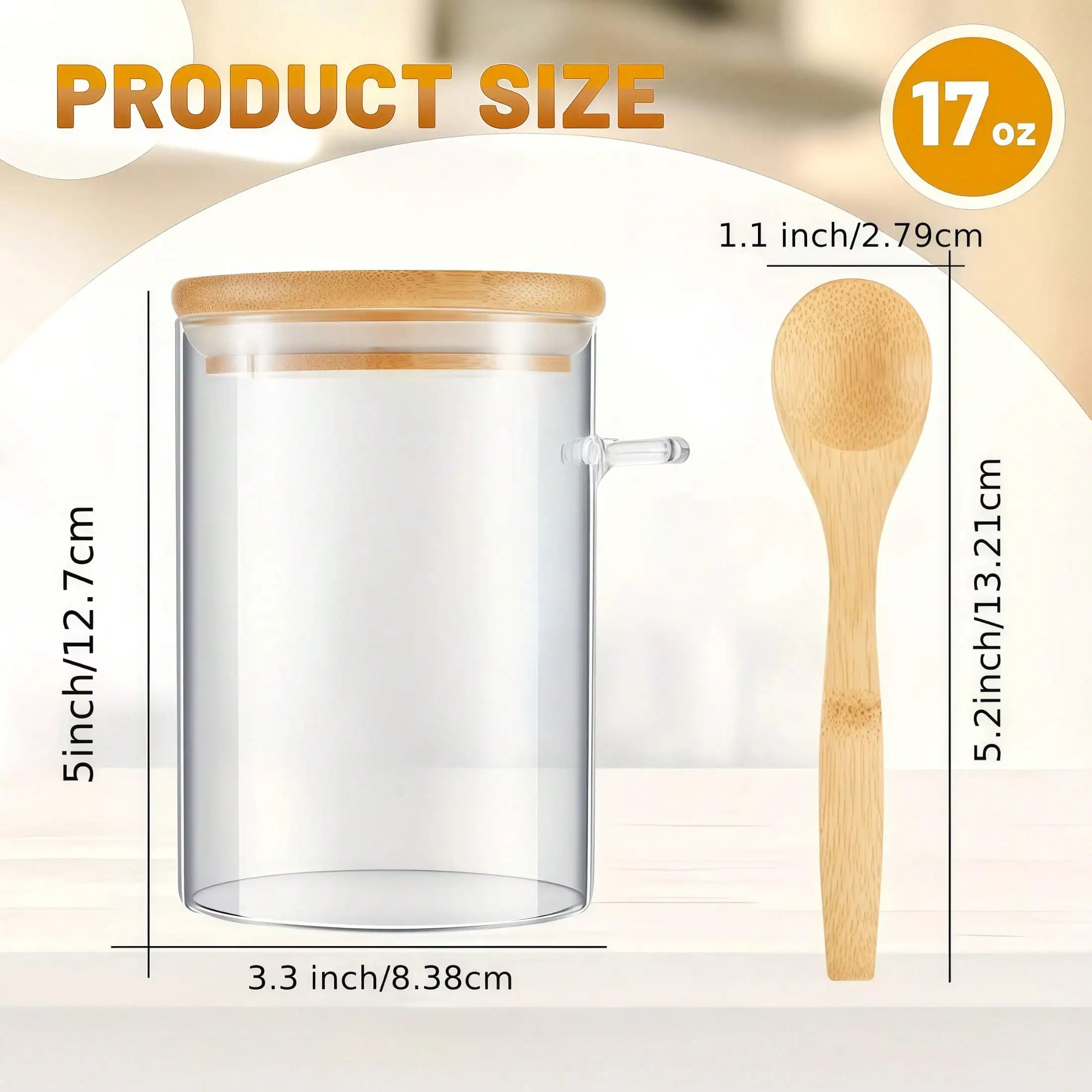 4-Piece Glass Storage Jar Set with Bamboo Lids & Spoons