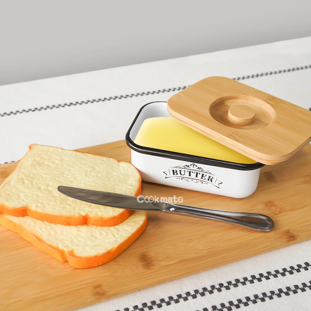 Farmhouse Butter Dish with Bamboo Lid