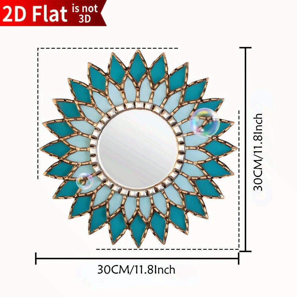 Boho Acrylic Wall Mirror with Wooden Base | Mandala Round Wall Decor
