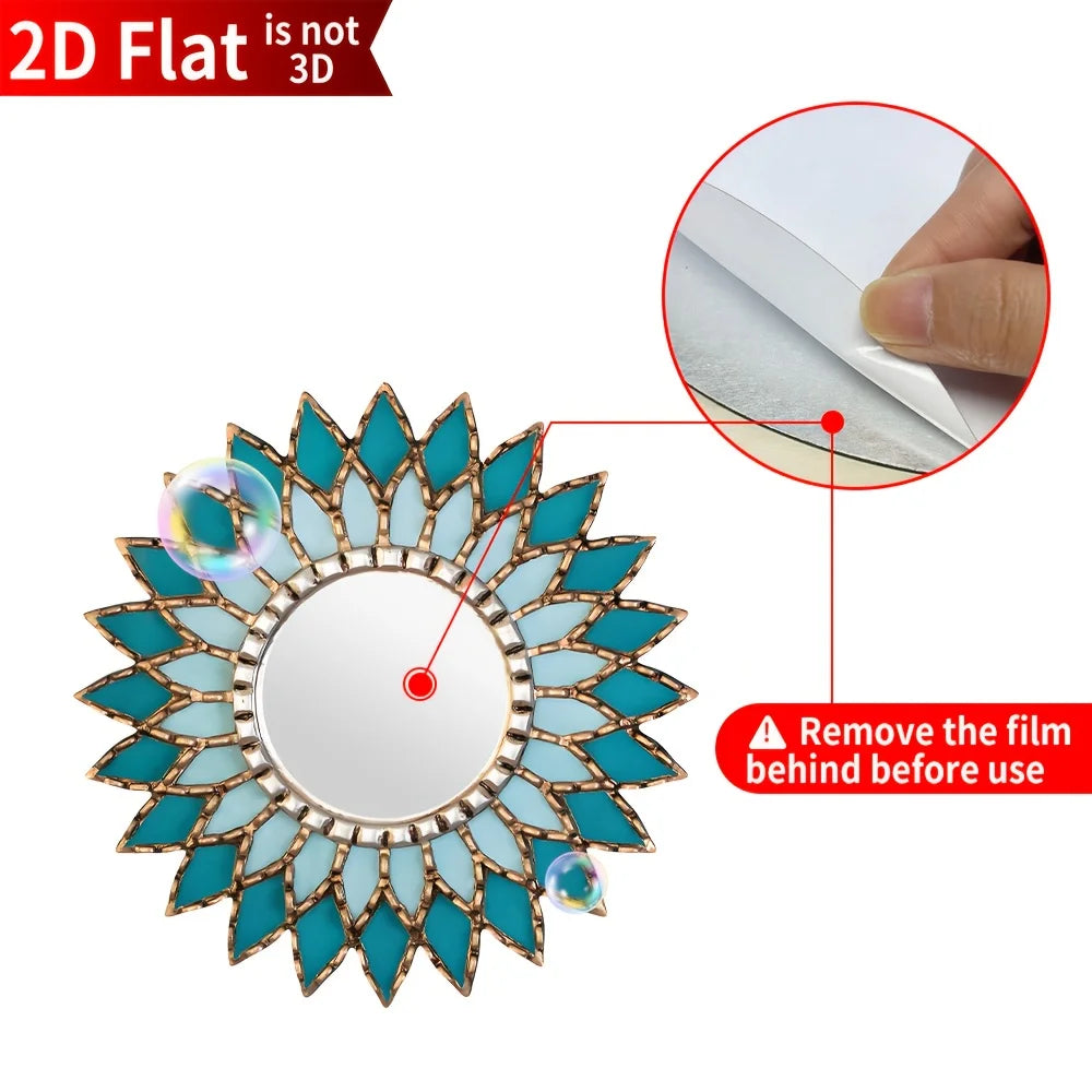 Boho Acrylic Wall Mirror with Wooden Base | Mandala Round Wall Decor