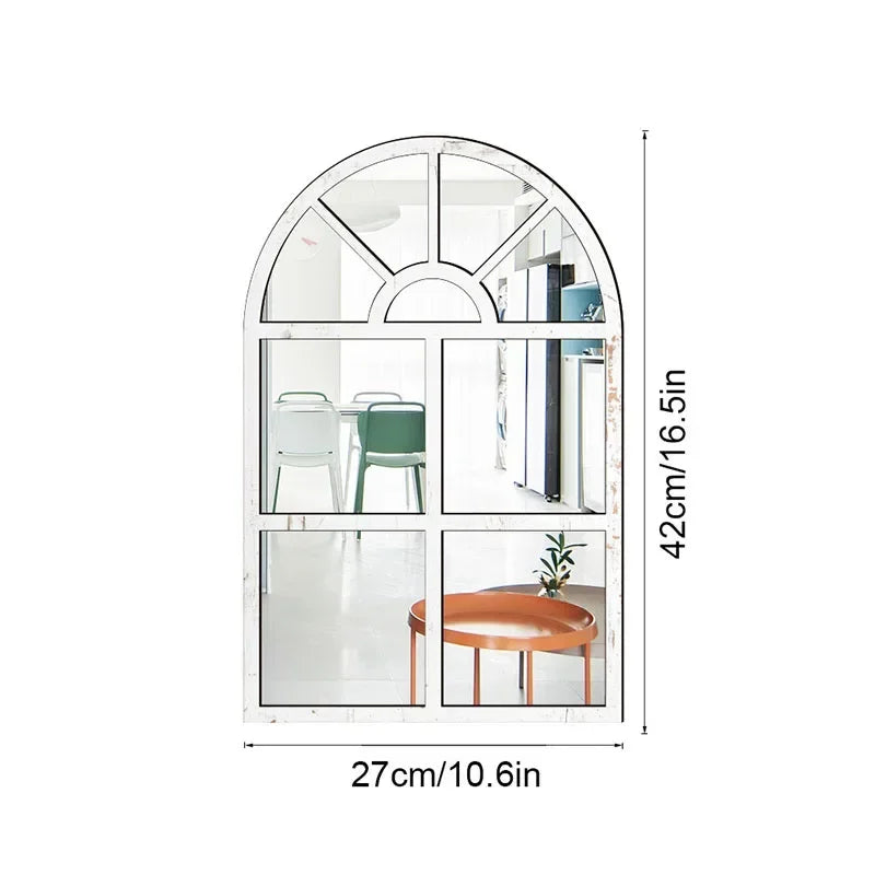 Arched Window Pane Wall Mirror