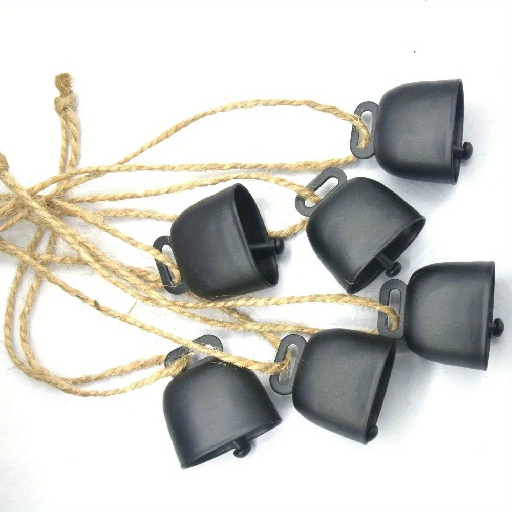 4Pcs Vintage Bell Pendant Rustic Metal Hanging Decorative Bell with Jute Rope Vintage Wind Chimes Wall Hanging Home Decor