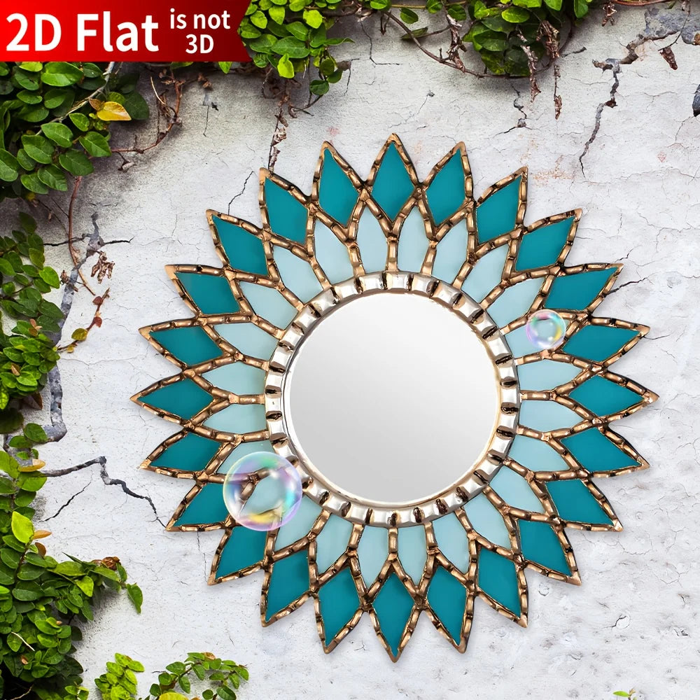 Boho Acrylic Wall Mirror with Wooden Base | Mandala Round Wall Decor