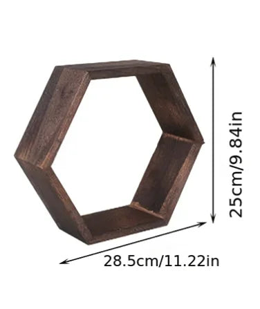 Shelving Wall Hanging Wooden Hexagonal Frame Lattice Succulent Plant Frame Living Room Wall Decoration Wall Hanging Frame