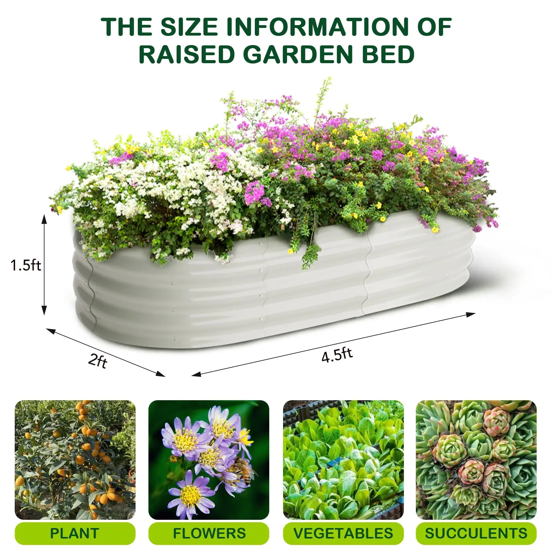 2-Pack Oval Galvanized Steel Raised Garden Bed | Metal Planter Box for Vegetables, Flowers & Herbs