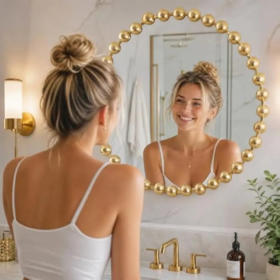 Madison Park 27" Gold Round Mirror | Metal Frame Wall Mirror