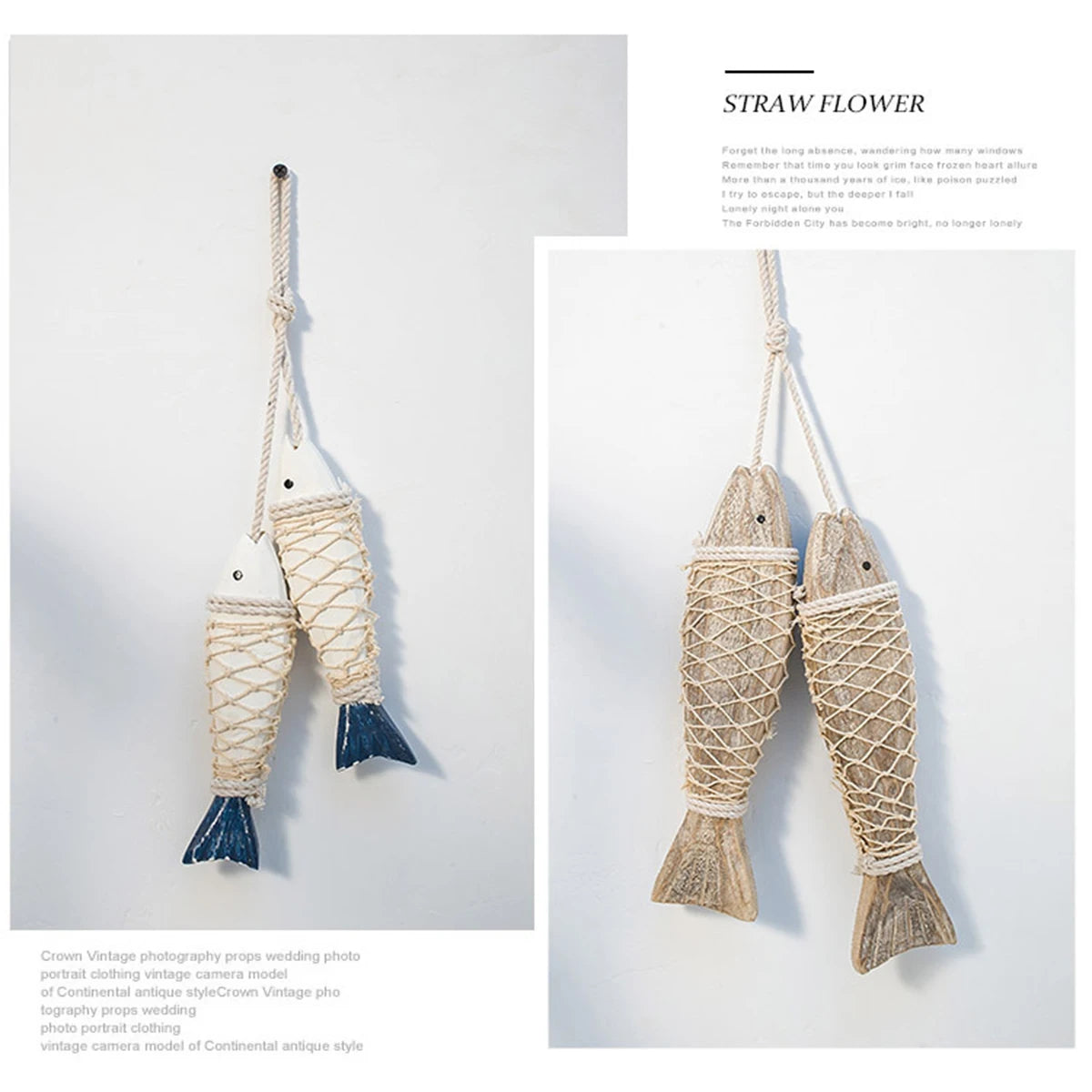 Rustic Vintage Wooden Fish Wall Hanging | Coastal Cottagecore Decor
