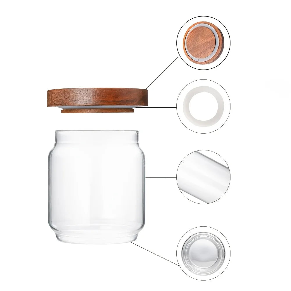 Glass Canister Set with Airtight Wooden Lids | 4, 6 & 8 Pack