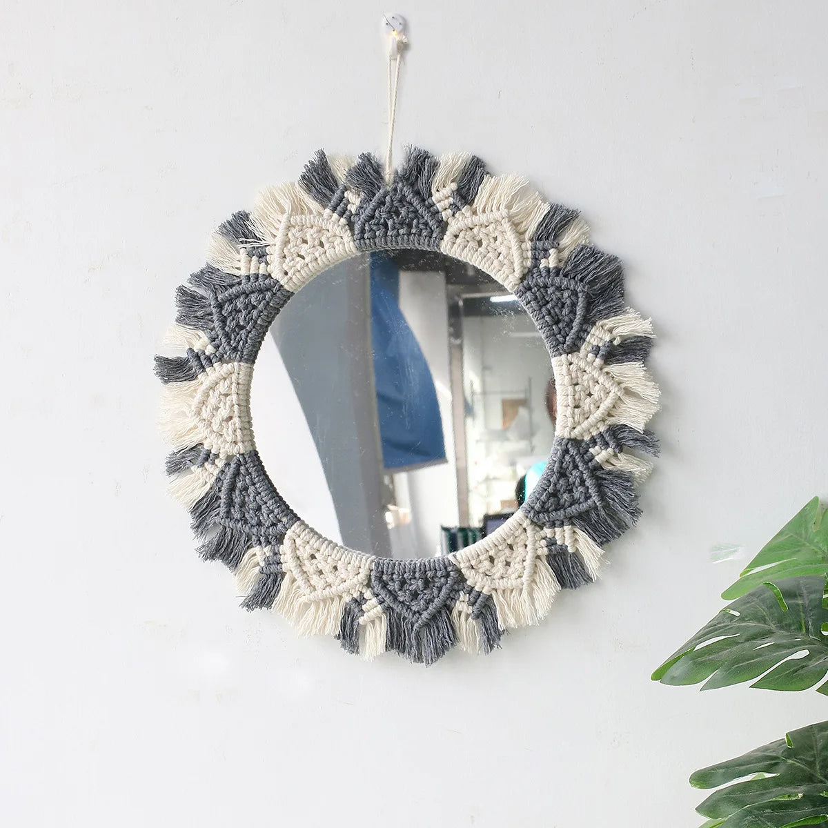 Boho Macrame Hanging Mirror | Handwoven Wall Decor for Bedroom, Living Room & Entryway