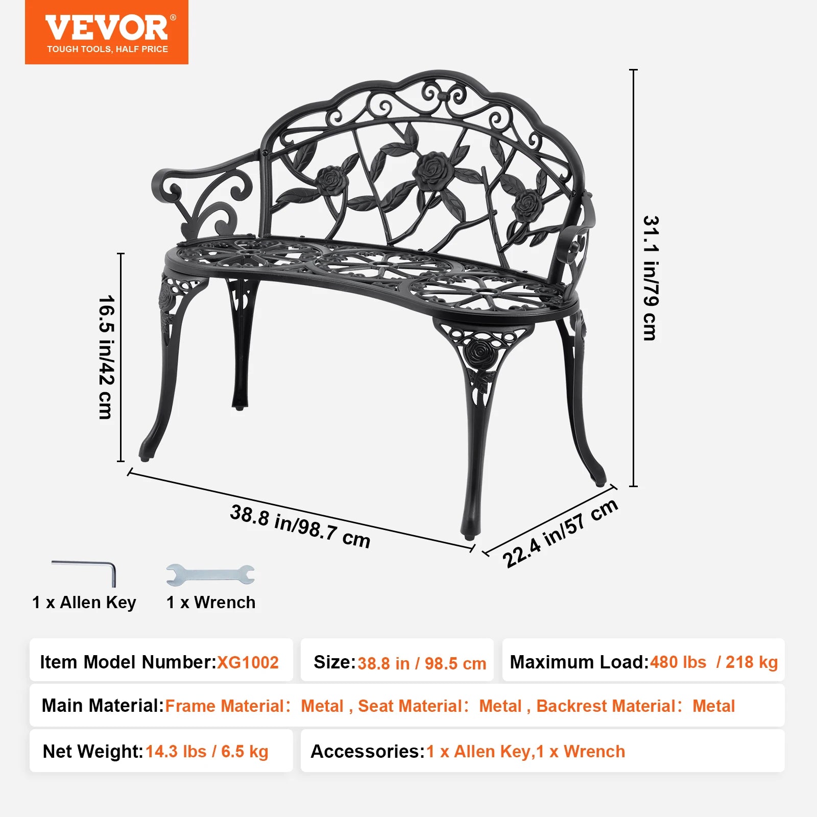Wooden Metal Garden Bench