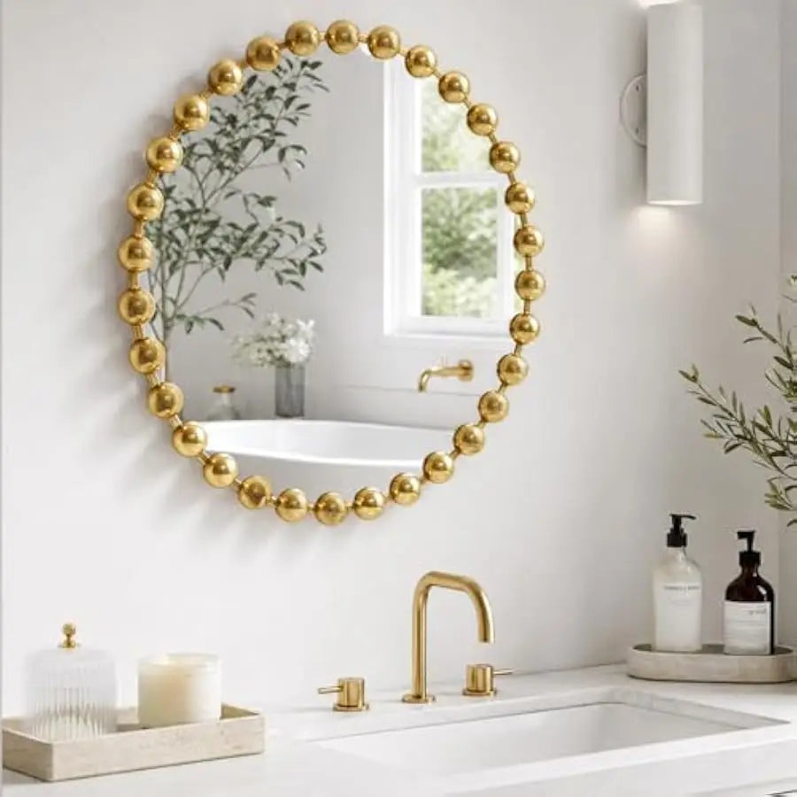 Madison Park 27" Gold Round Mirror | Metal Frame Wall Mirror