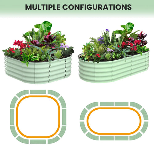 2-Pack Oval Galvanized Steel Raised Garden Bed | Metal Planter Box for Vegetables, Flowers & Herbs