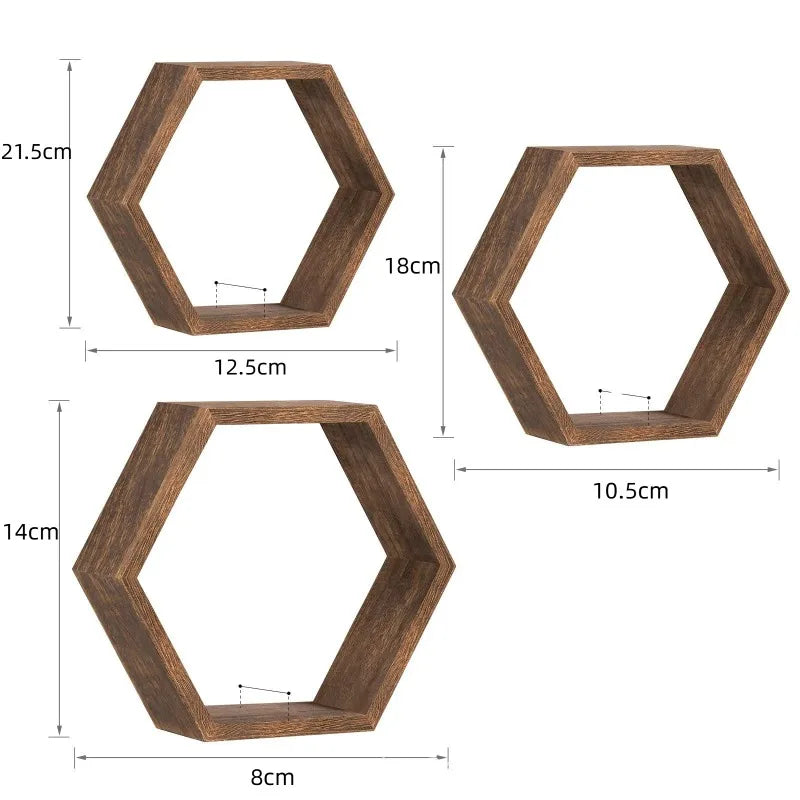 Shelving Wall Hanging Wooden Hexagonal Frame Lattice Succulent Plant Frame Living Room Wall Decoration Wall Hanging Frame