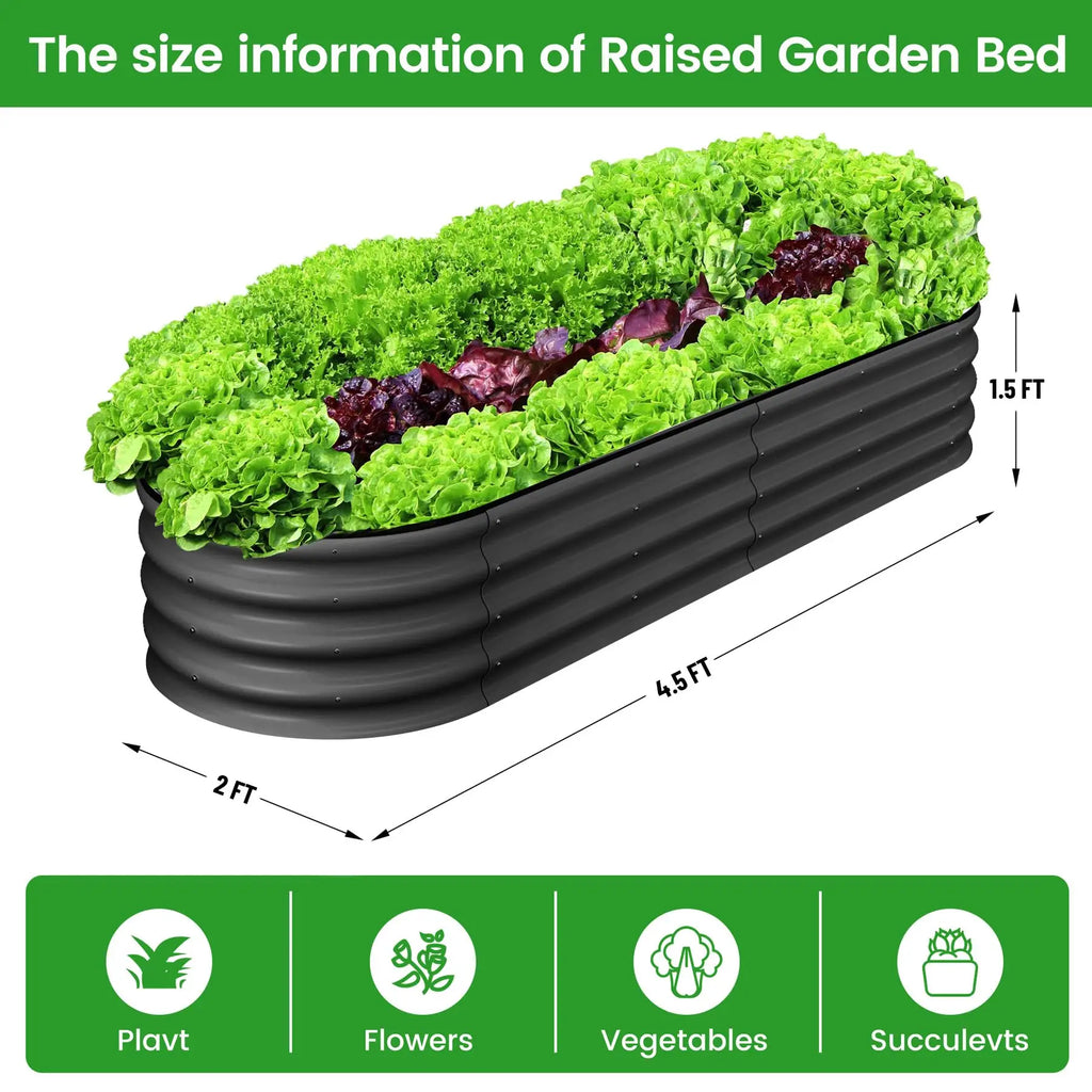 2-Pack Oval Galvanized Steel Raised Garden Bed | Metal Planter Box for Vegetables, Flowers & Herbs