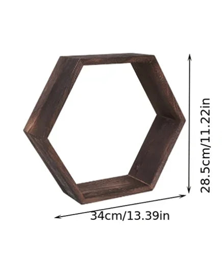 Shelving Wall Hanging Wooden Hexagonal Frame Lattice Succulent Plant Frame Living Room Wall Decoration Wall Hanging Frame